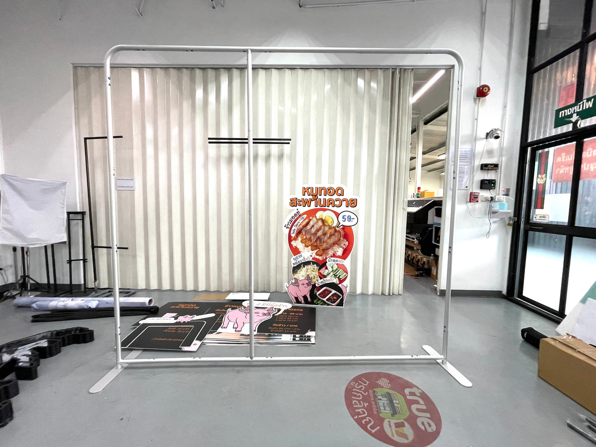 โครงอลูมิเนียม เนื้อผ้า Polyester ฉากถ่ายรูปแบบผ้า แบคดรอปผ้าสำเร็จรูป Fabric Backdrop