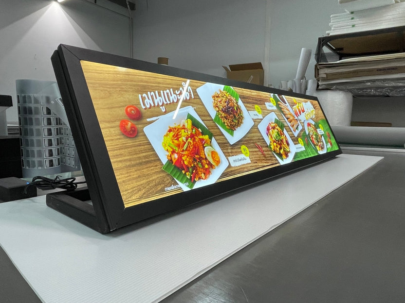 ป้ายไฟ LED Slim Lightbox ป้ายกรอบไฟแบบบาง ดีไซน์ทันสมัย สว่างคมชัด เหมาะสำหรับป้ายโฆษณา หน้าร้าน และงานโปรโมชัน
