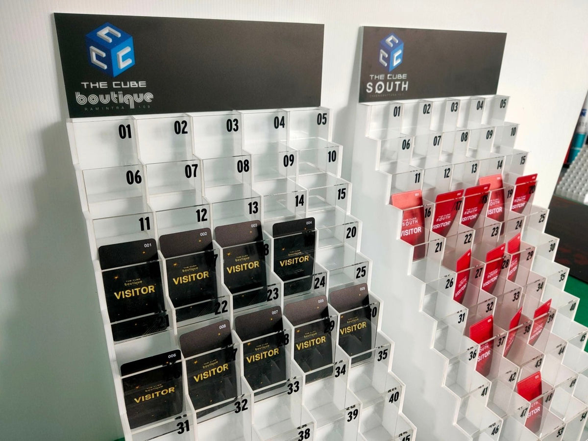 ชั้นวางบัตร กล่องใส่บัตร อะคริลิค โปร่งใส แข็งแรง เหมาะสำหรับออฟฟิศ ร้านค้า และงานแสดงสินค้า