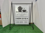 Freestanding cafe signage iron frame modern minimal design outdoor