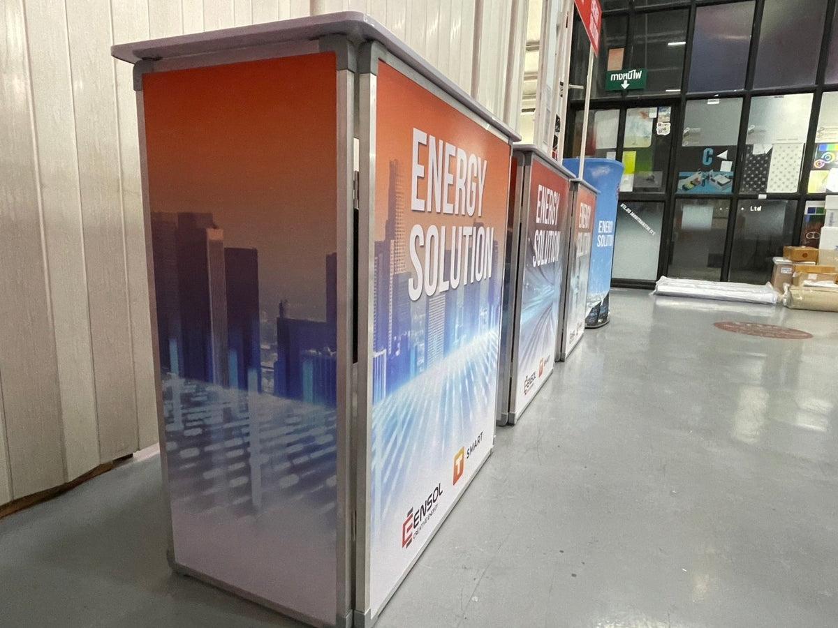 เคาน์เตอร์ลงทะเบียน โต๊ะลงทะเบียนสำเร็จรูป น้ำหนักเบา ประกอบง่าย เหมาะสำหรับงานอีเวนต์และออกบูธ