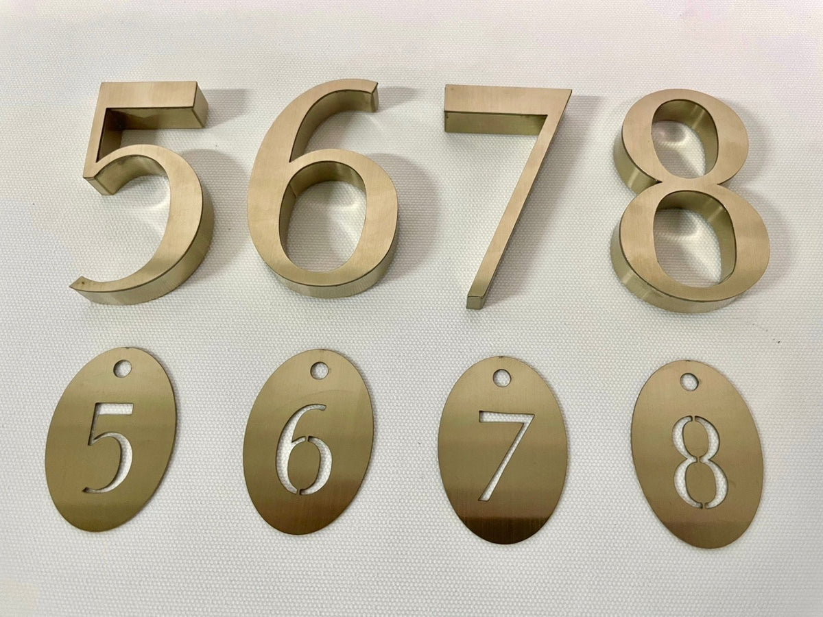 ป้ายสแตนเลสทองแชมเปญ หรูหรา แข็งแรง ทนทาน เหมาะสำหรับป้ายบริษัท ร้านค้า และอาคารสำนักงาน