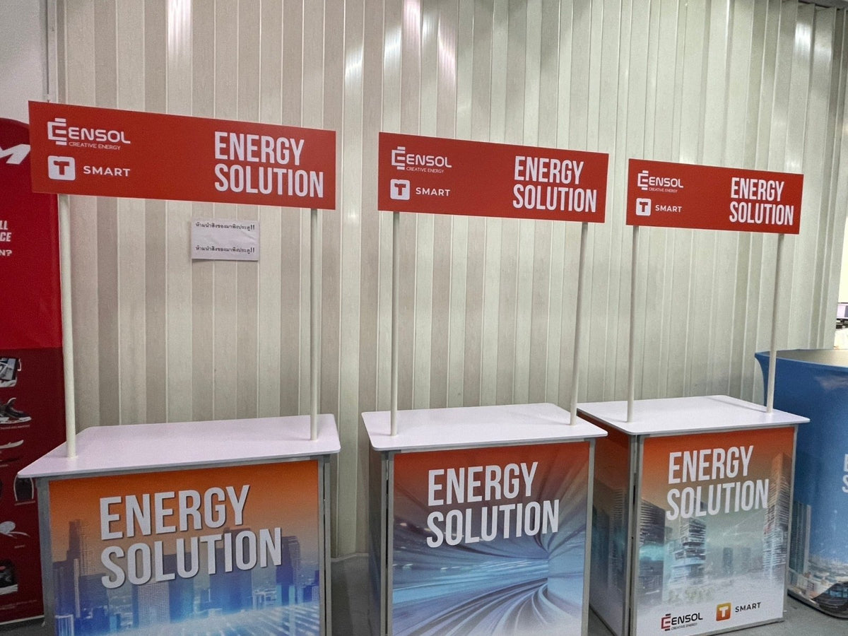 เคาน์เตอร์ลงทะเบียน โต๊ะลงทะเบียนสำเร็จรูป น้ำหนักเบา ประกอบง่าย เหมาะสำหรับงานอีเวนต์และออกบูธ