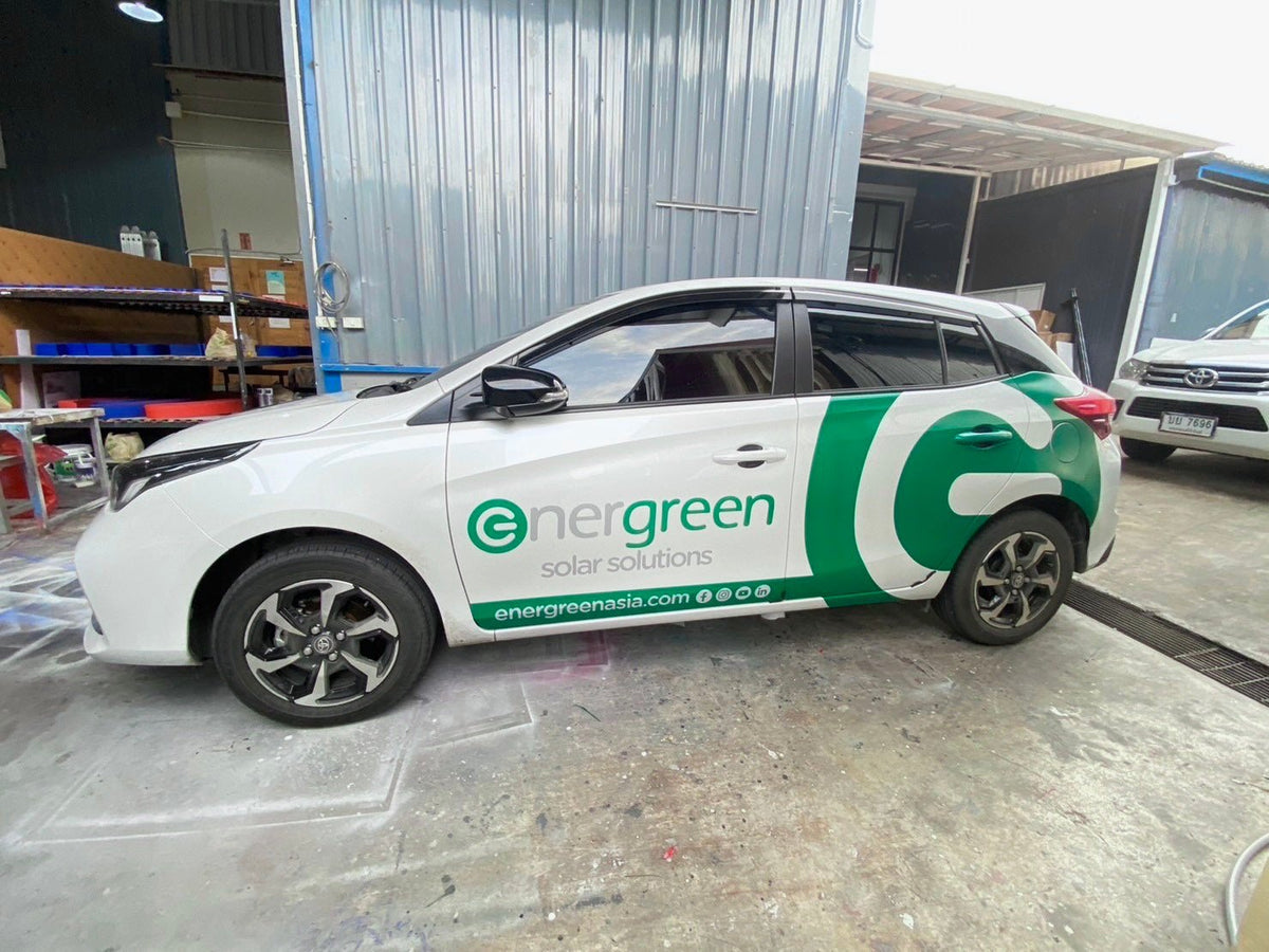 สติ๊กเกอร์ติดรถบริษัท รถเก๋ง Company Car Wrap Sticker พิมพ์คมชัด วัสดุทนทาน เหมาะสำหรับโฆษณา โปรโมชัน และสร้างภาพลักษณ์แบรนด์