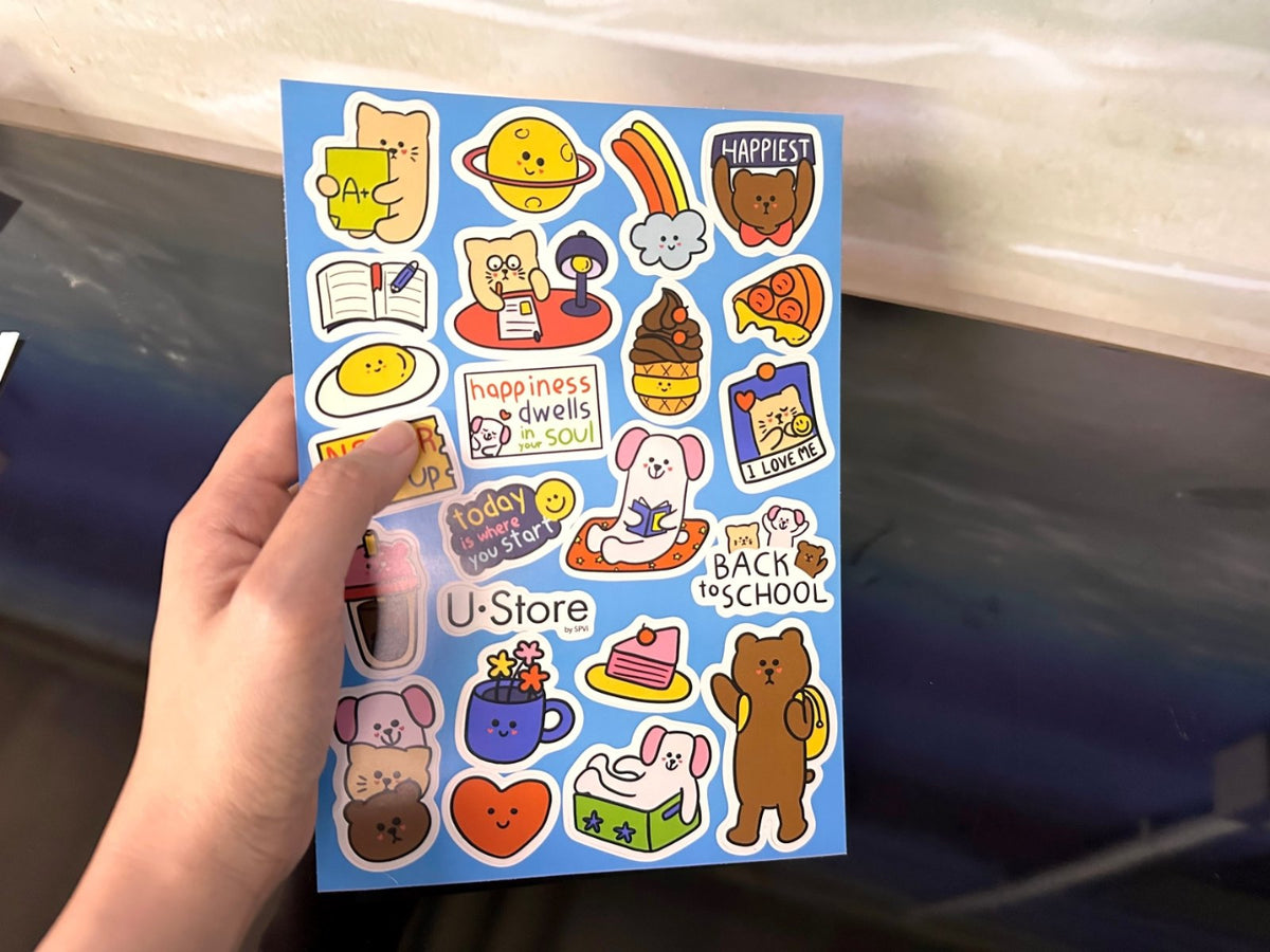 สติ๊กเกอร์ไดคัทลายการ์ตูน A5/A4 พิมพ์สีสด คมชัด เหมาะสำหรับของสะสม งานตกแต่ง และโปรโมชัน