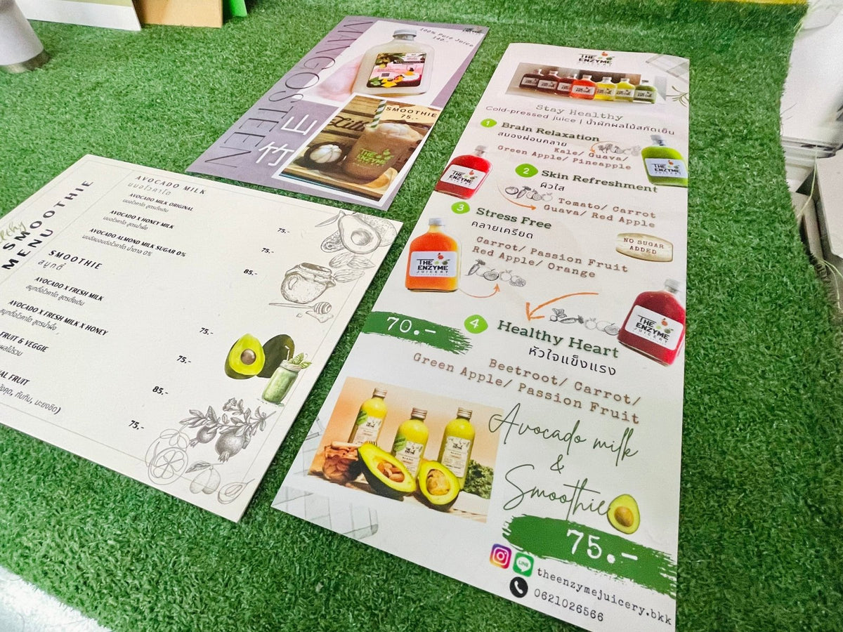 แผ่นเมนู พลาสติก HIP พลาสวูด แข็งแรง กันน้ำ พิมพ์คมชัด เหมาะสำหรับร้านอาหารและคาเฟ่