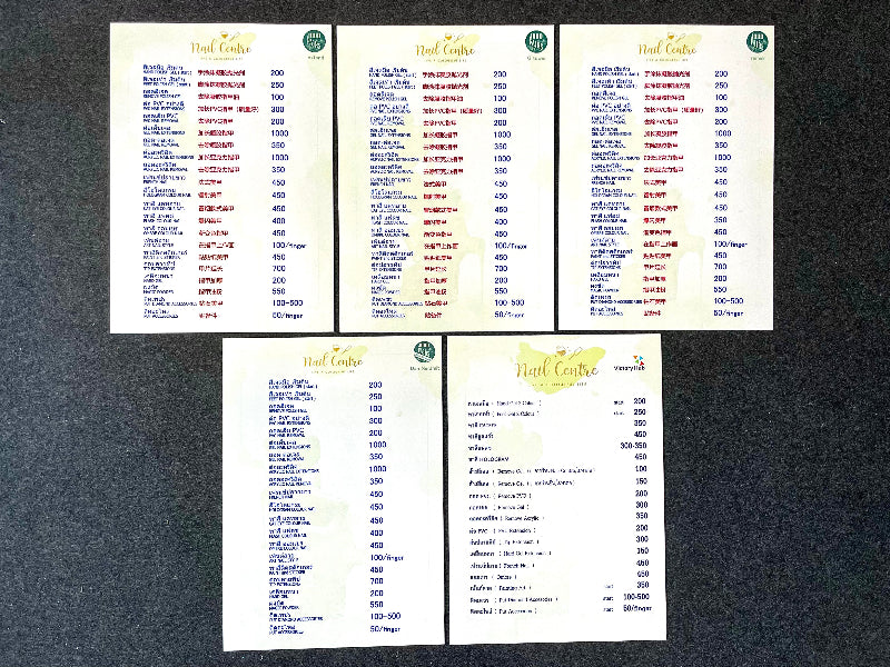 ป้ายเมนูอาหาร ป้ายราคา สำหรับติดผนังและตั้งโต๊ะ พิมพ์คมชัด ใช้งานสะดวก เหมาะสำหรับร้านอาหาร คาเฟ่ และร้านค้า