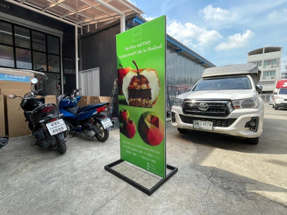 Signboard with steel frame stand