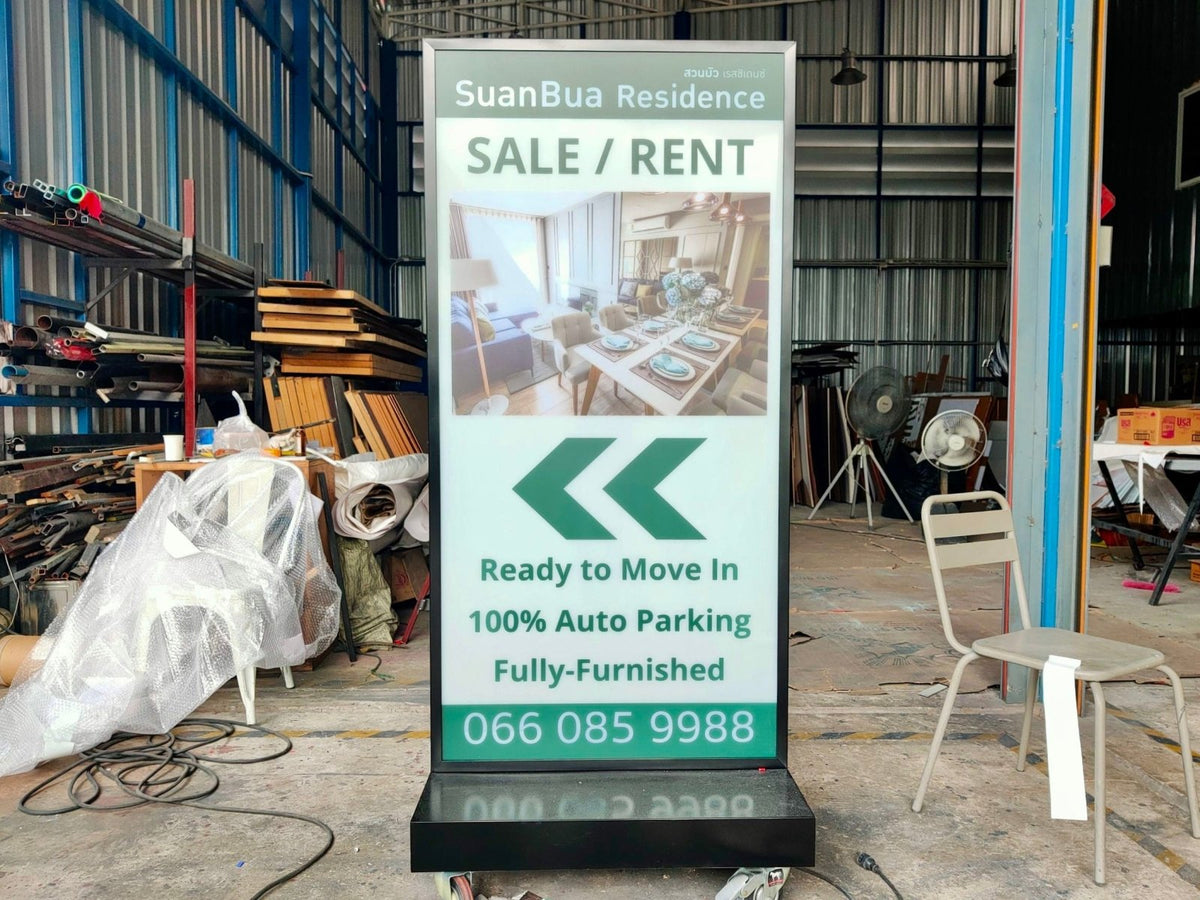 ป้ายไฟล้อเลื่อน และป้ายไฟมีล้อ เคลื่อนย้ายสะดวก สว่างคมชัด เหมาะสำหรับหน้าร้าน งานอีเวนต์ และป้ายโฆษณาโปรโมชัน