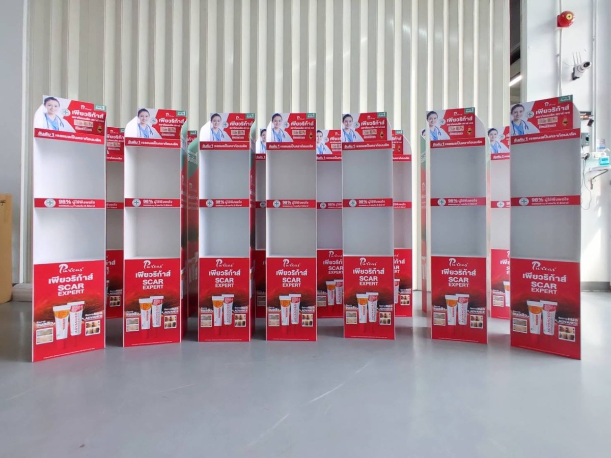 ชั้นวางสินค้าราคาถูก เชลฟ์ดิสเพลย์ Shelf Display แข็งแรง น้ำหนักเบา เหมาะสำหรับโชว์สินค้าในร้านค้า และงานอีเวนต์