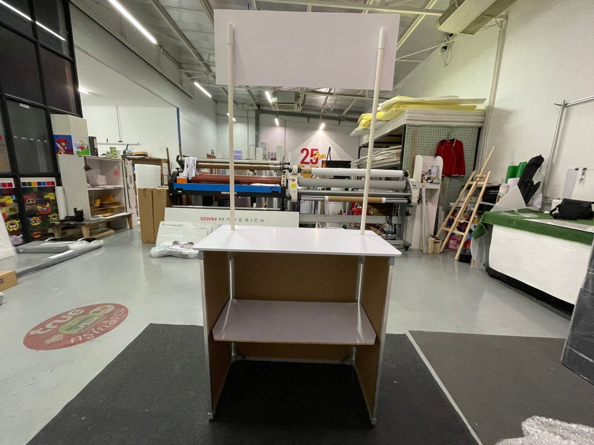 โต๊ะ เคาน์เตอร์ โต๊ะชวนชิม Promotion Counter น้ำหนักเบา ถอดประกอบง่าย เหมาะสำหรับงานอีเวนต์ โปรโมชัน และออกบูธ