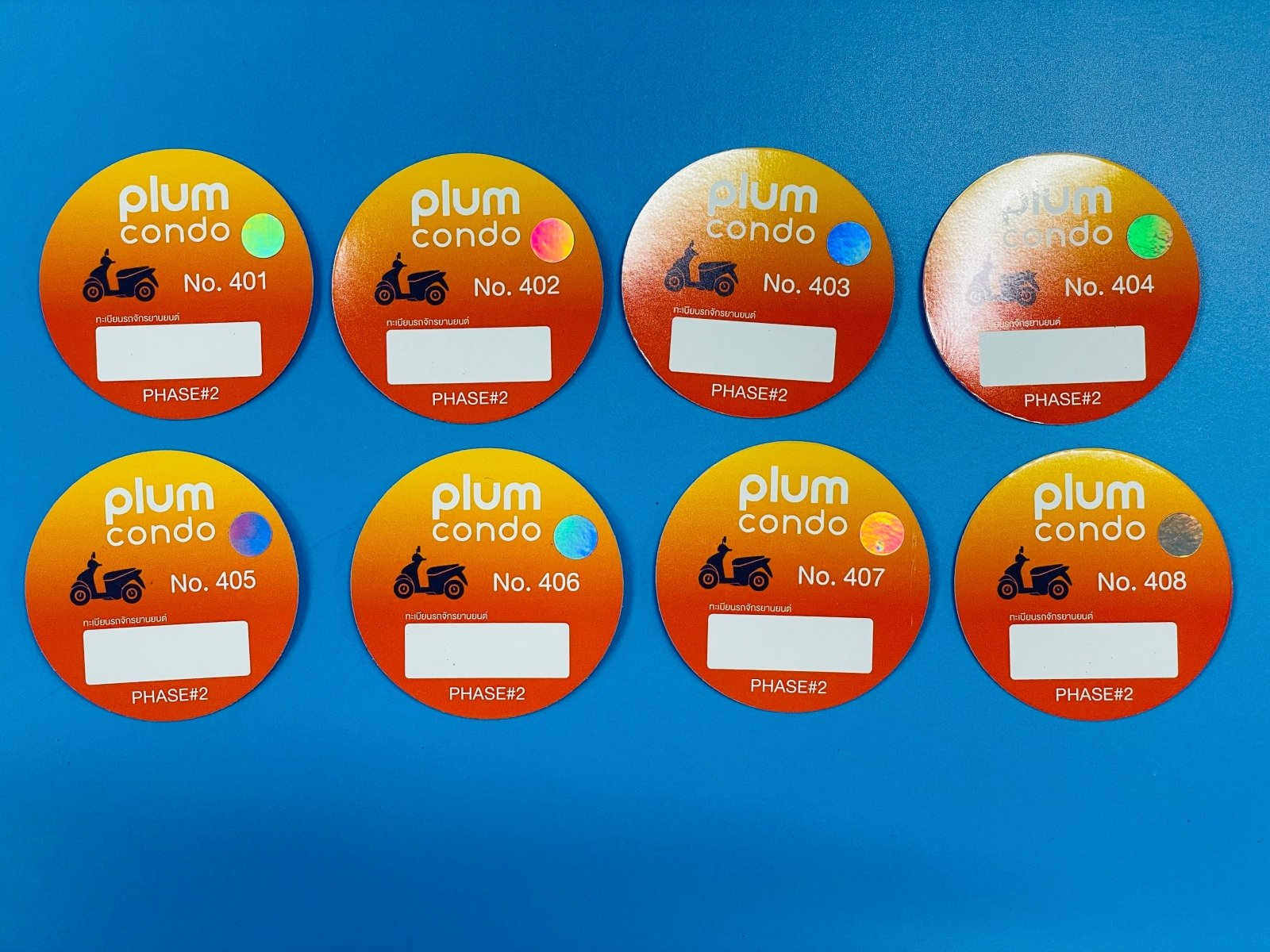 สติ๊กเกอร์ติดจักรยานยนต์ เข้า-ออก พิมพ์คมชัด ทนแดดฝน เหมาะสำหรับควบคุมการเข้าออกโครงการ นิติบุคคล และพื้นที่ส่วนกลาง