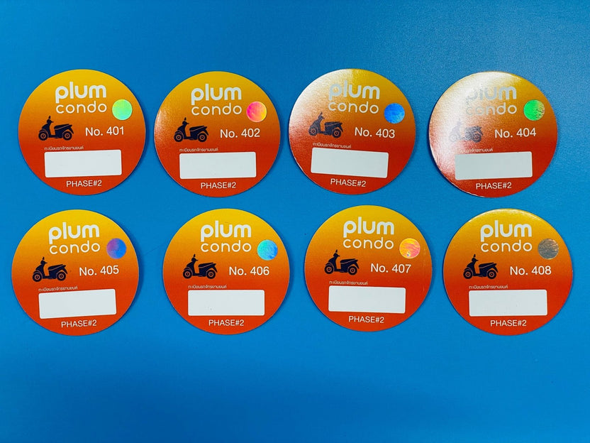 สติ๊กเกอร์ติดจักรยานยนต์ เข้า-ออก พิมพ์คมชัด ทนแดดฝน เหมาะสำหรับควบคุมการเข้าออกโครงการ นิติบุคคล และพื้นที่ส่วนกลาง