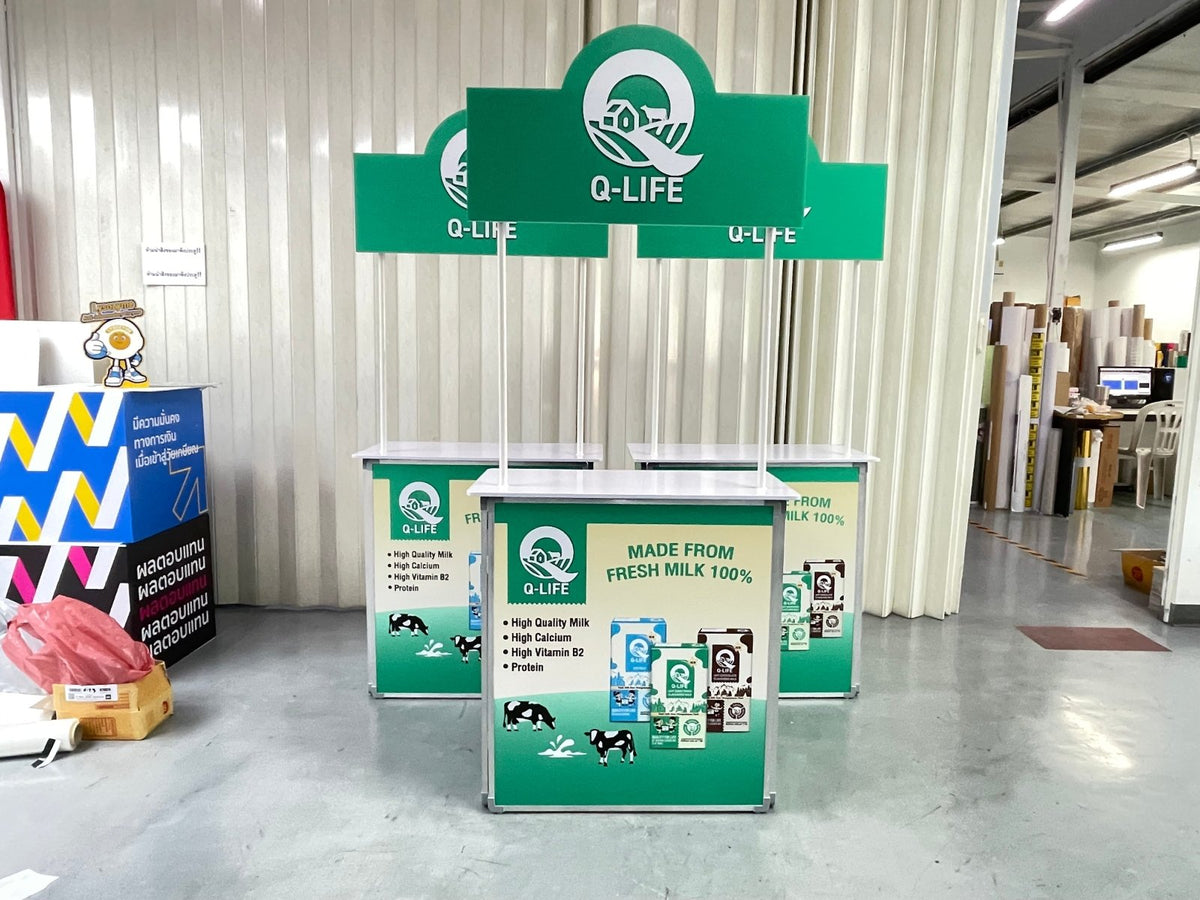 โต๊ะ เคาน์เตอร์ โต๊ะชวนชิม Promotion Counter น้ำหนักเบา ถอดประกอบง่าย เหมาะสำหรับงานอีเวนต์ โปรโมชัน และออกบูธ