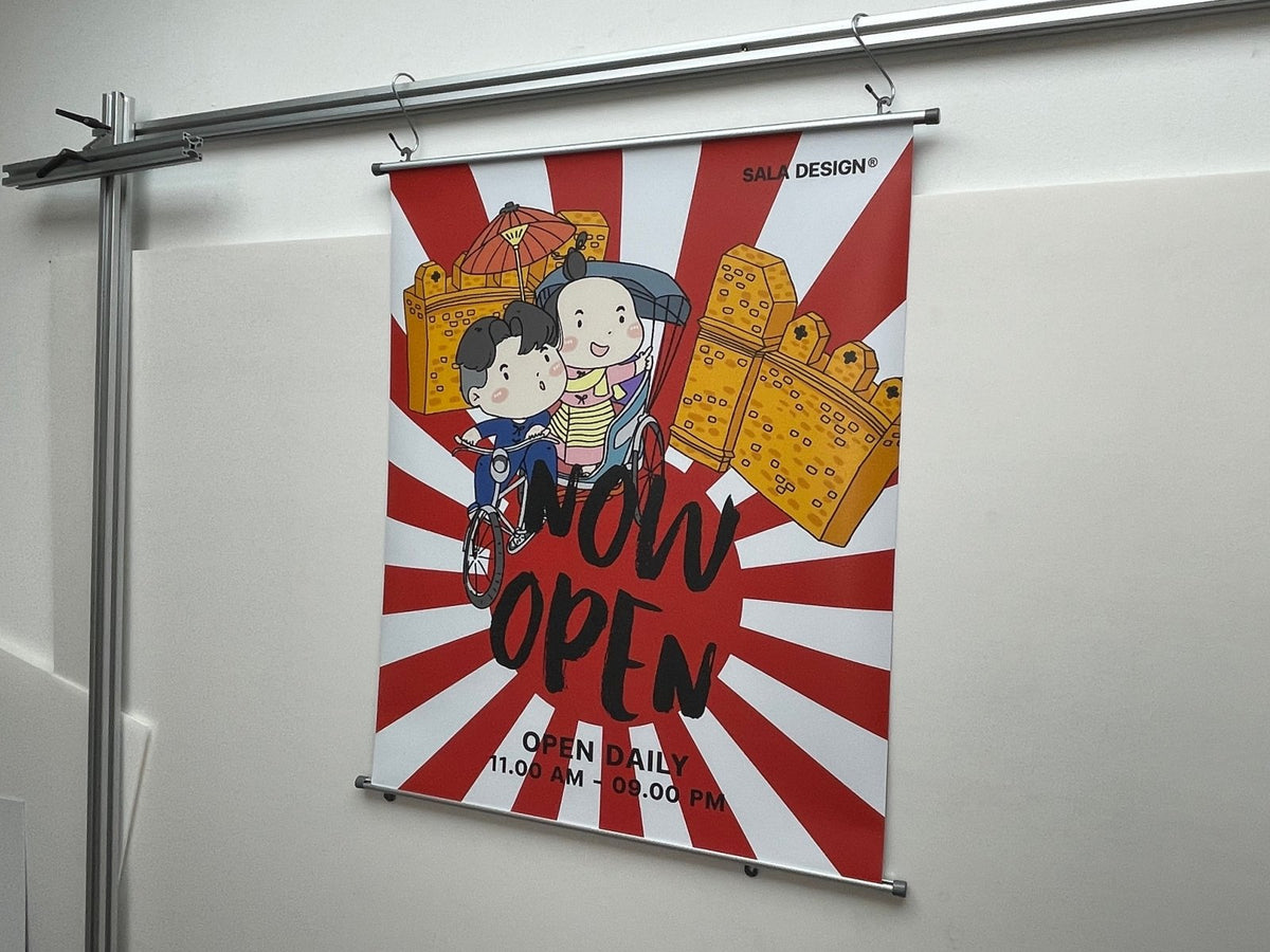 โปสเตอร์แขวนผนัง Hanging Poster พิมพ์คมชัด สีสดใส เหมาะสำหรับงานโฆษณา ประชาสัมพันธ์ และตกแต่งผนัง