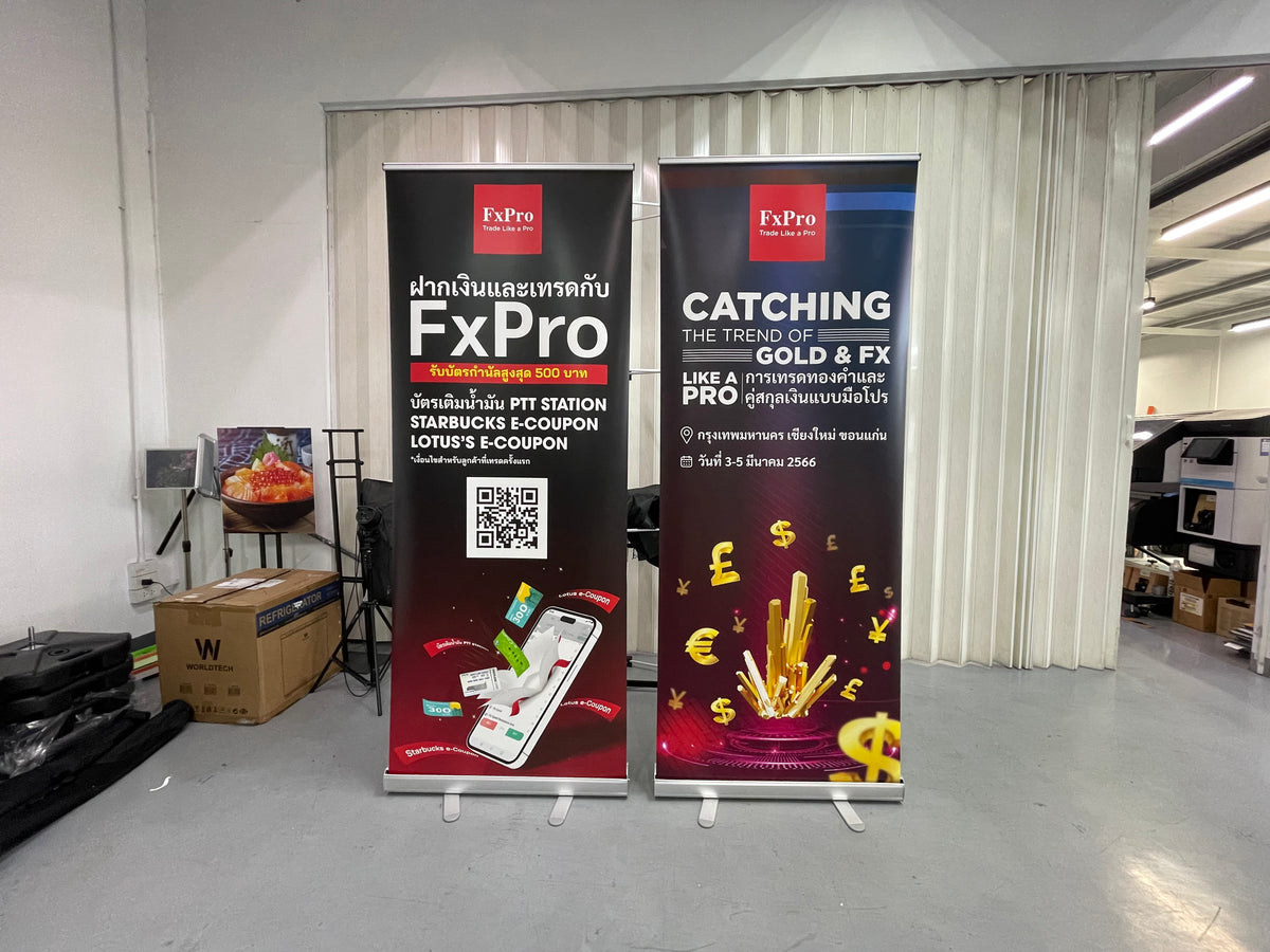 โรลอัพ Roll Up Banner น้ำหนักเบา เคลื่อนย้ายสะดวก พิมพ์คมชัด เหมาะสำหรับงานอีเวนต์ แสดงสินค้า และโปรโมชัน