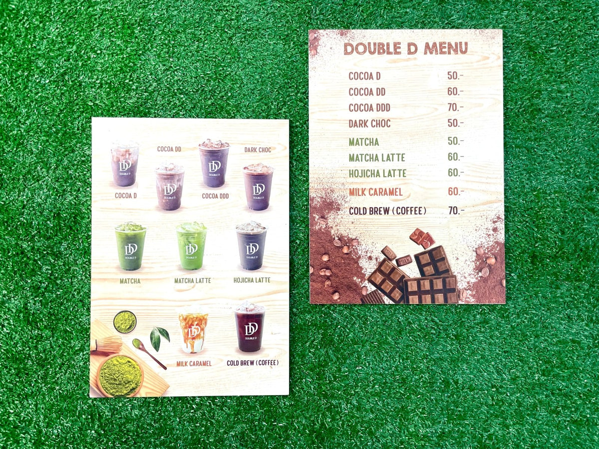 แผ่นเมนู พลาสติก HIP พลาสวูด แข็งแรง กันน้ำ พิมพ์คมชัด เหมาะสำหรับร้านอาหารและคาเฟ่