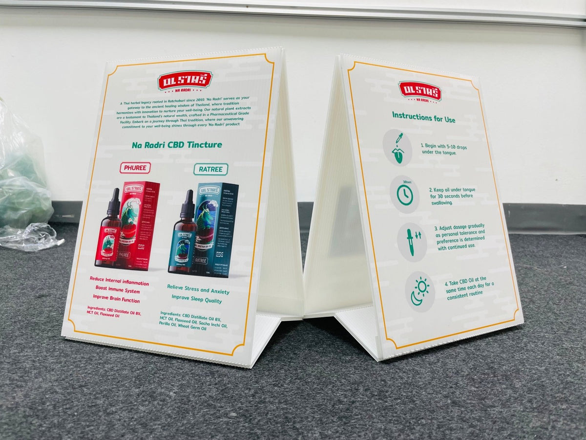 เต้นท์การ์ด สแตนดี้ตั้งโต๊ะ ป้ายตั้งฟิวเจอร์บอร์ด และป้ายสามเหลี่ยมตั้งโต๊ะ พิมพ์คมชัด เหมาะสำหรับเมนู โปรโมชั่น และป้ายโฆษณา