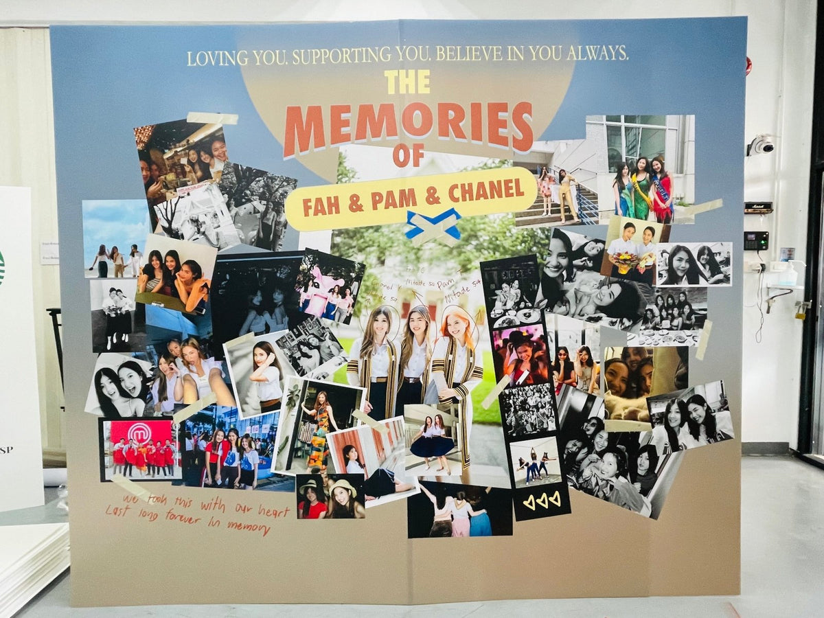 แบคดรอปฟิวเจอร์บอร์ด ฉากถ่ายรูปราคาถูก พิมพ์คมชัด น้ำหนักเบา ติดตั้งง่าย เหมาะสำหรับงานแต่ง งานอีเวนต์ และงานถ่ายภาพ