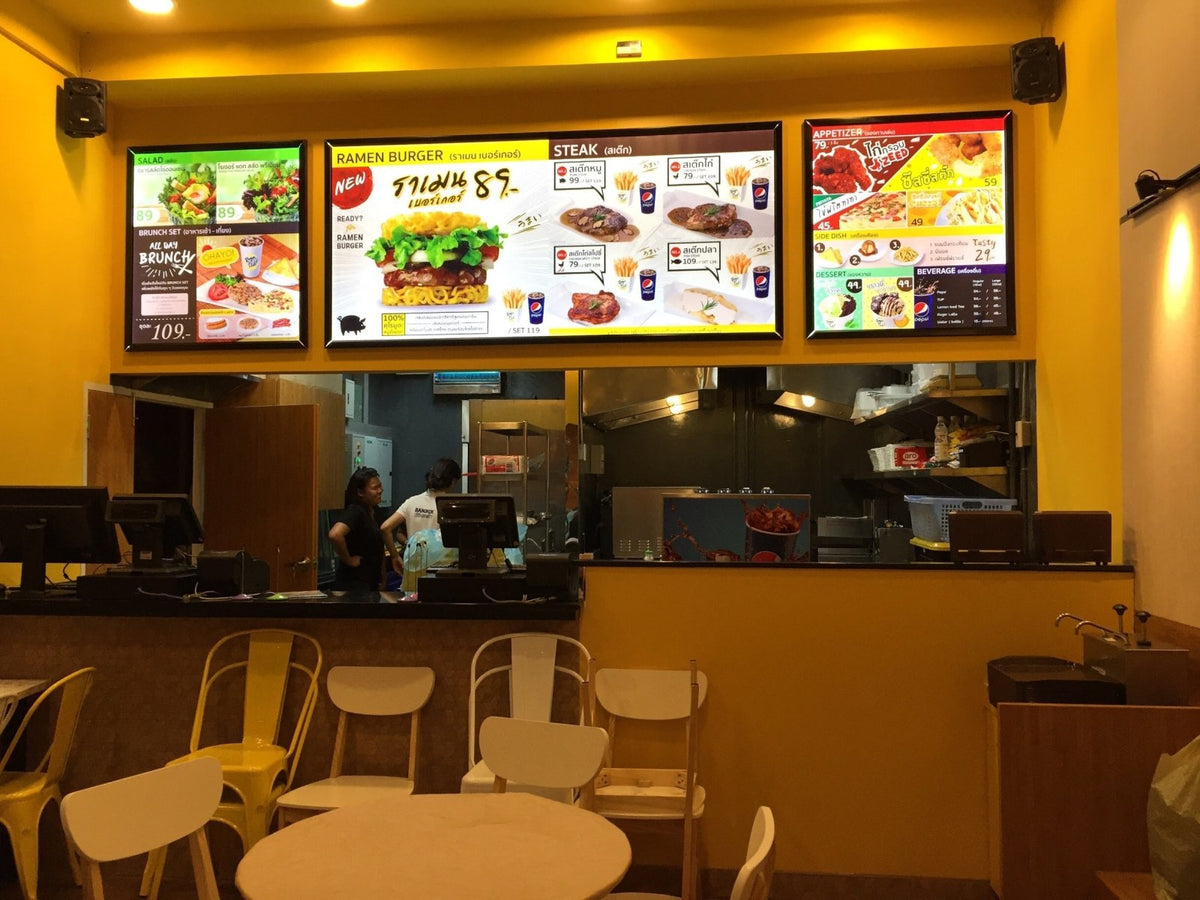 ป้ายร้านอาหาร ป้ายโลโก้ร้านอาหาร ดีไซน์สวยโดดเด่น เหมาะสำหรับร้านอาหาร คาเฟ่ และธุรกิจบริการ