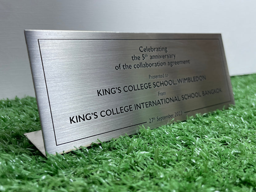 ป้ายสแตนเลสกัดกรด โลโก้บริษัท Etched Metal Sign ป้ายกัดกรดสแตนเลส SS304 ป้ายชื่อบริษัทสแตนเลส กัดกรดลงสี