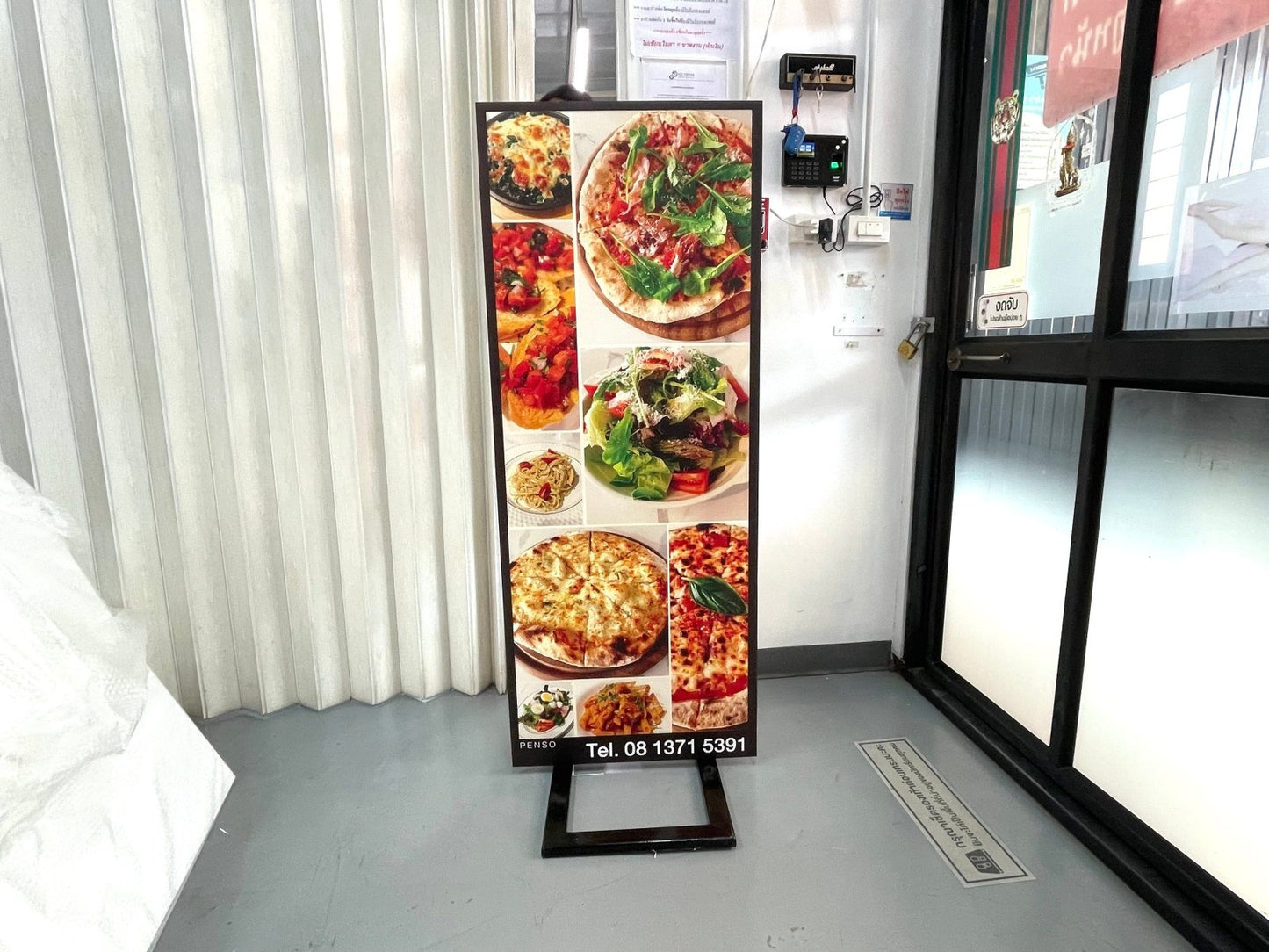 Signboard with steel frame stand