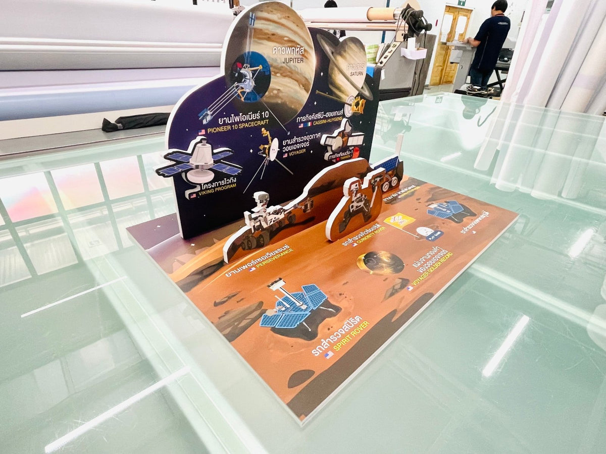 ดิสเพลย์ชั้นวางสินค้า พลาสวูด แข็งแรง น้ำหนักเบา เหมาะสำหรับโชว์สินค้าในร้านค้าและงานอีเวนต์