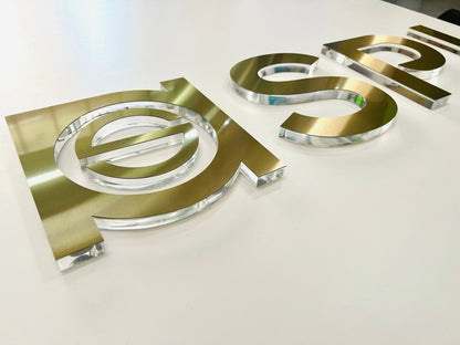 Stainless steel sign, champagne gold 