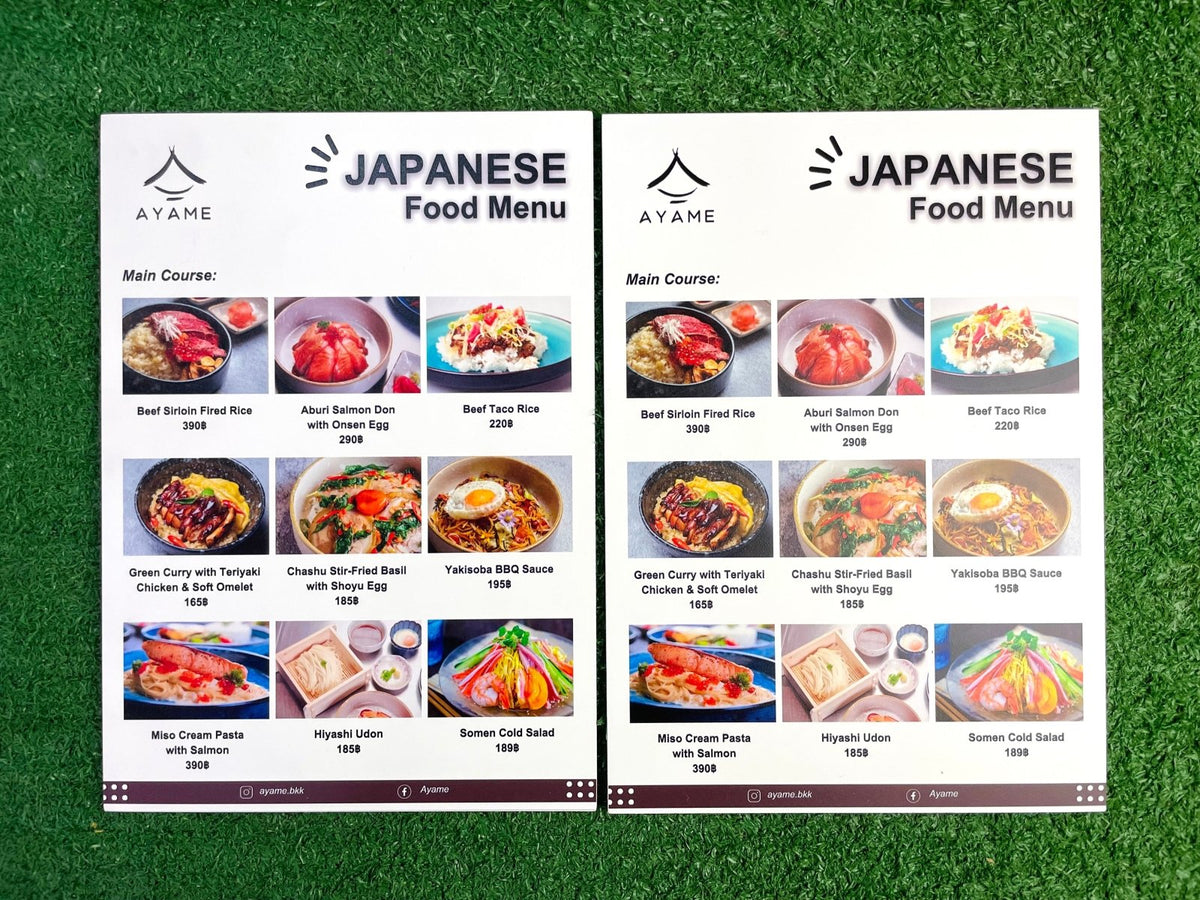 แผ่นเมนู พลาสติก HIP พลาสวูด แข็งแรง กันน้ำ พิมพ์คมชัด เหมาะสำหรับร้านอาหารและคาเฟ่