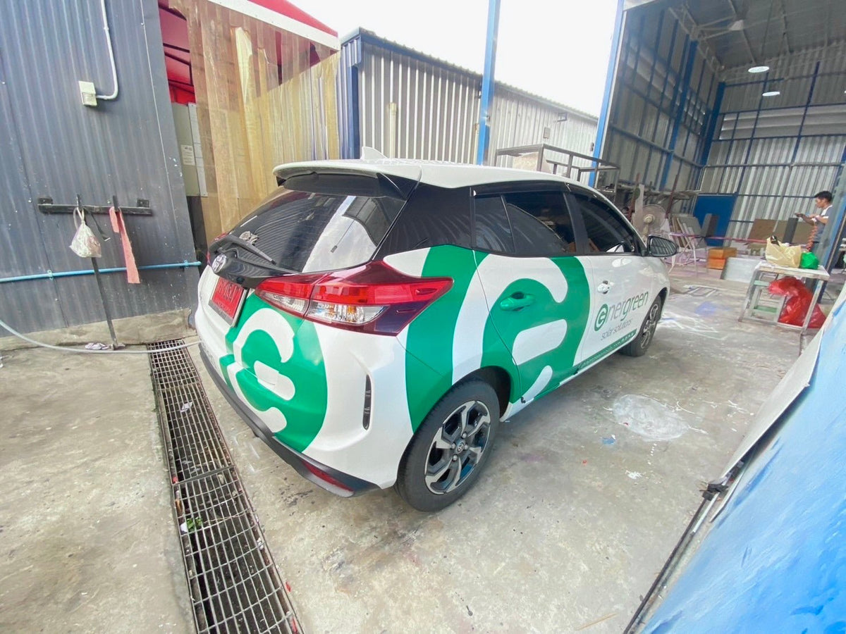 สติ๊กเกอร์ติดรถบริษัท รถเก๋ง Company Car Wrap Sticker พิมพ์คมชัด วัสดุทนทาน เหมาะสำหรับโฆษณา โปรโมชัน และสร้างภาพลักษณ์แบรนด์