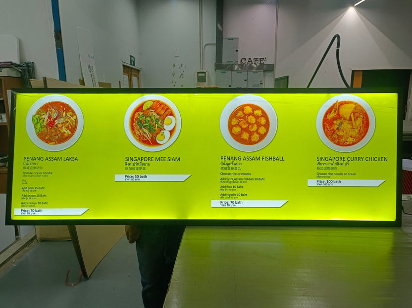 ป้ายไฟ LED Slim Lightbox ป้ายกรอบไฟแบบบาง ดีไซน์ทันสมัย สว่างคมชัด เหมาะสำหรับป้ายโฆษณา หน้าร้าน และงานโปรโมชัน