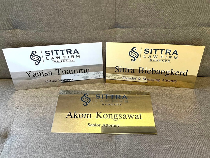 ป้ายสแตนเลสกัดกรด โลโก้บริษัท Etched Metal Sign ป้ายกัดกรดสแตนเลส SS304 ป้ายชื่อบริษัทสแตนเลส กัดกรดลงสี