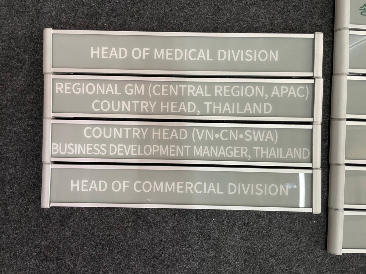 ป้ายหน้าห้องสำเร็จรูป ดีไซน์ชัดเจน ติดตั้งง่าย เหมาะสำหรับออฟฟิศ โรงเรียน และอาคารสำนักงาน