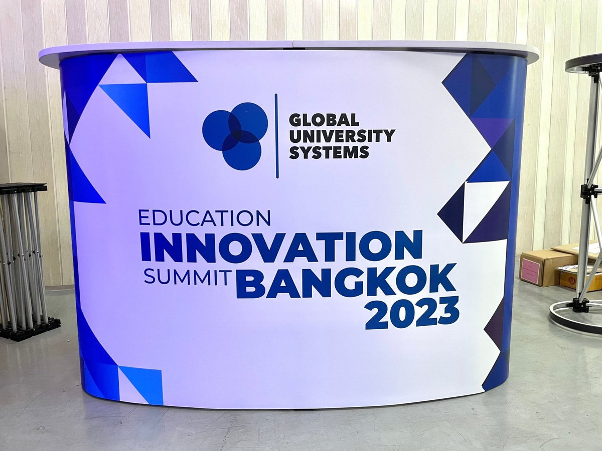 โต๊ะ เคาน์เตอร์ โต๊ะชวนชิม Promotion Counter น้ำหนักเบา ถอดประกอบง่าย เหมาะสำหรับงานอีเวนต์ โปรโมชัน และออกบูธ