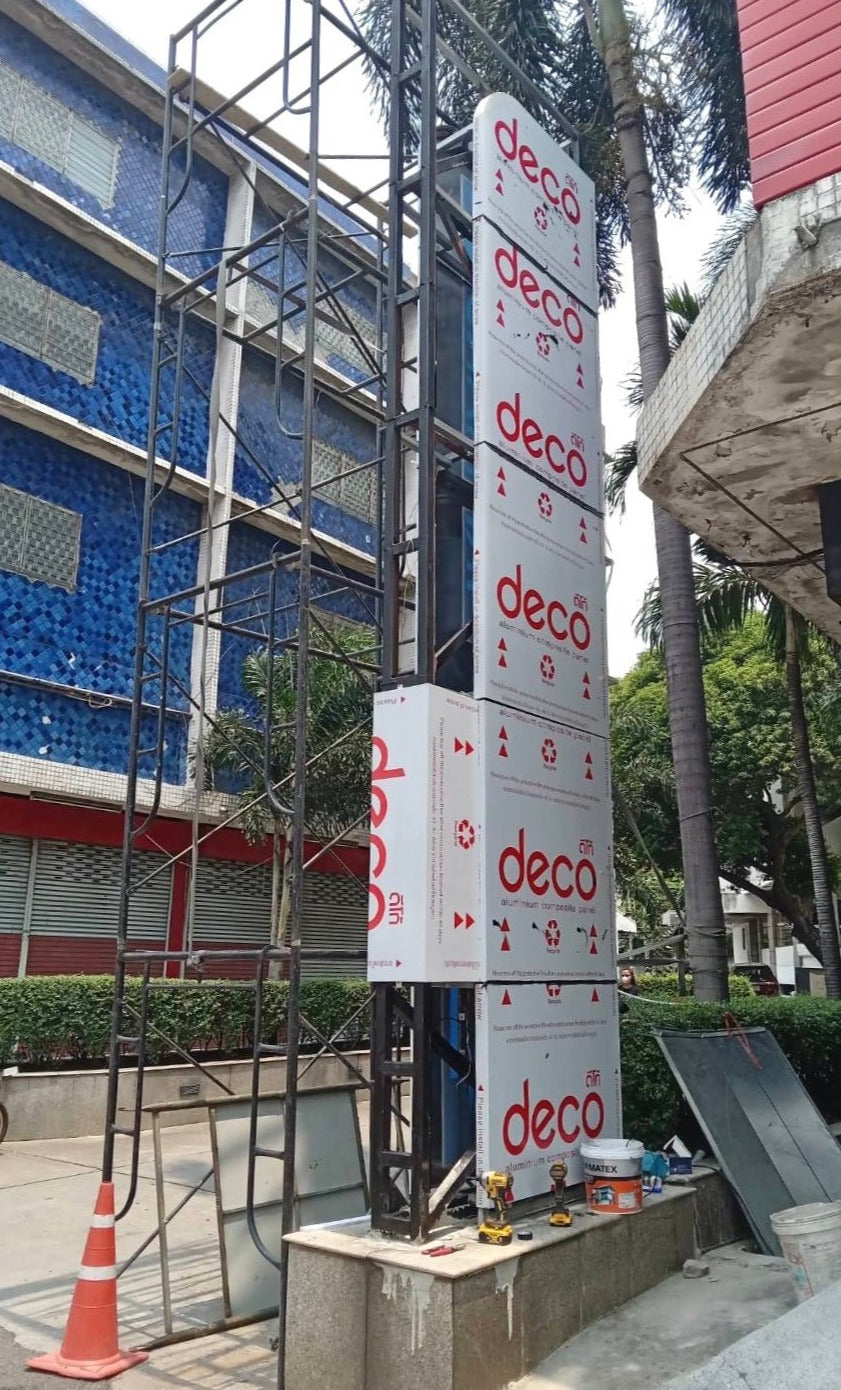ป้ายเสา Pylon ป้ายทาวเวอร์ ดีไซน์โดดเด่น แข็งแรง ทนทาน เหมาะสำหรับป้ายบริษัท โครงการ อาคาร และงานโฆษณากลางแจ้ง