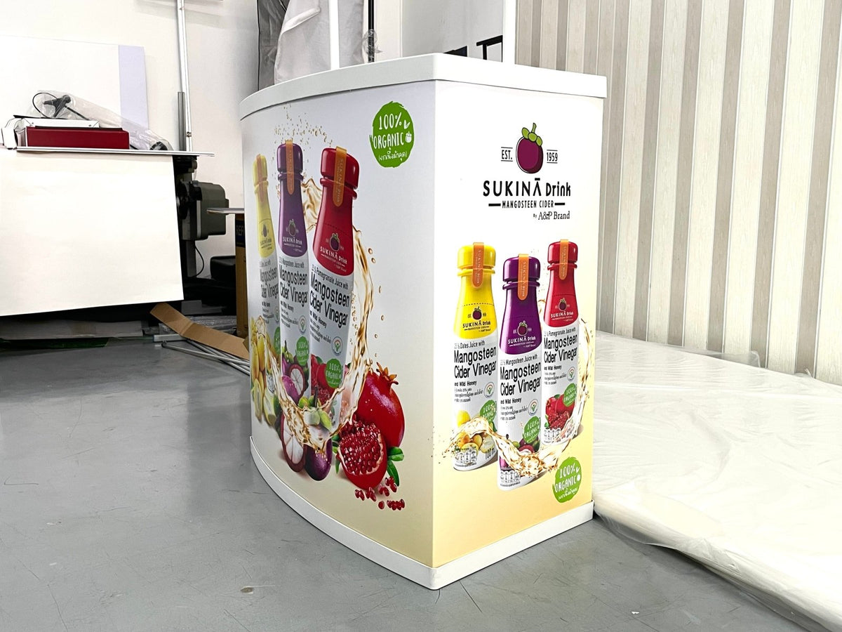 โต๊ะ เคาน์เตอร์ โต๊ะชวนชิม Promotion Counter น้ำหนักเบา ถอดประกอบง่าย เหมาะสำหรับงานอีเวนต์ โปรโมชัน และออกบูธ