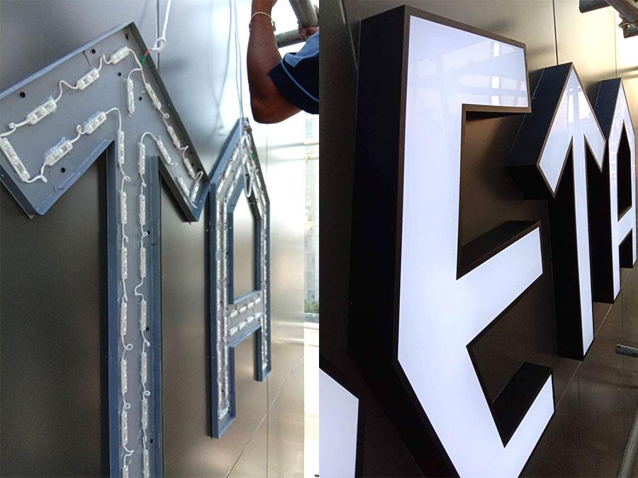 ตัวอักษรไฟ LED ป้ายไฟ และป้ายไฟโลโก้ สว่างคมชัด ดีไซน์หรูหรา เหมาะสำหรับป้ายร้านค้า บริษัท และงานตกแต่งอาคาร