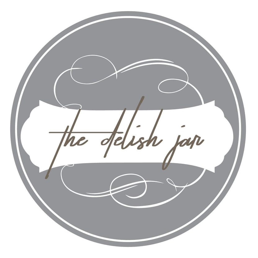 ออกแบบโลโก้ (Logo Design) delish jar โลโก้ขนม โลโก้อาหารกระป๋อง โลโก้สินค้า โทนสีเทา 