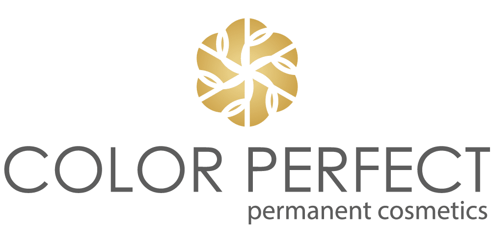 ออกแบบโลโก้ (Logo Design) Color Perfect สักคิ้ว 6 มิติ สีทอง 6 เหลี่ยม เกลียว